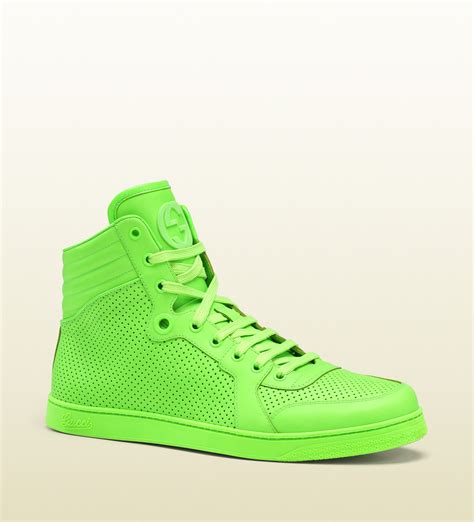 gucci bright green mens high top sneaker 10.5|gucci classic men's sneakers.